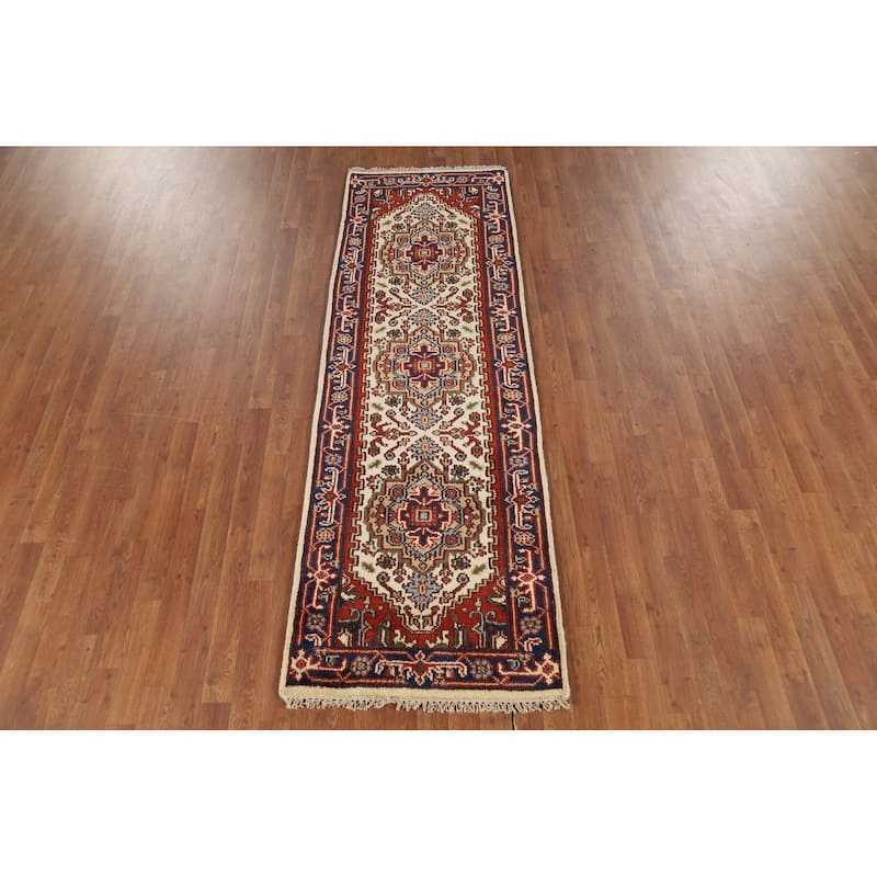 Heriz Serapi Oriental Runner Rug Hand-Knotted Wool Carpet - 2'7"x 7'10"