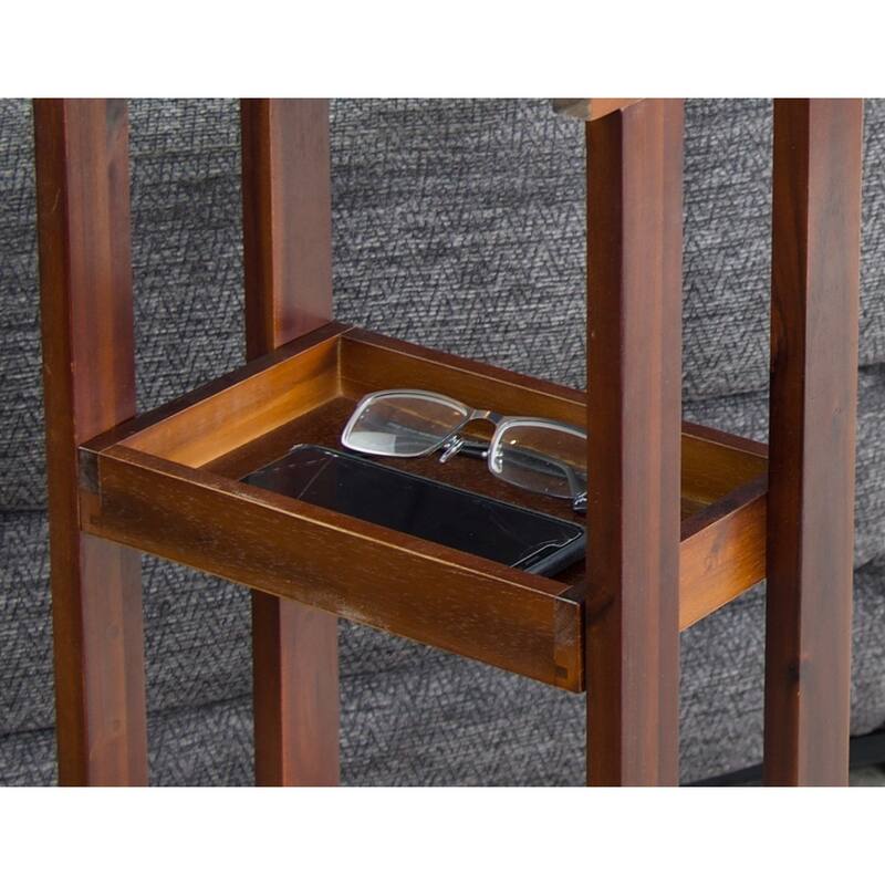 Solid Acacia Wood C Table With Storage Tray
