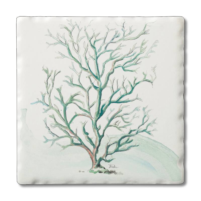 Counterart Absorbent Stone Coasters - Coral - Set of 4 - 4x4x274