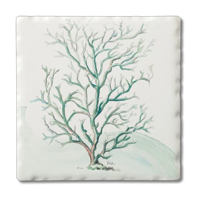 Counterart Absorbent Stone Coasters - Coral - Set of 4 - 4x4x274