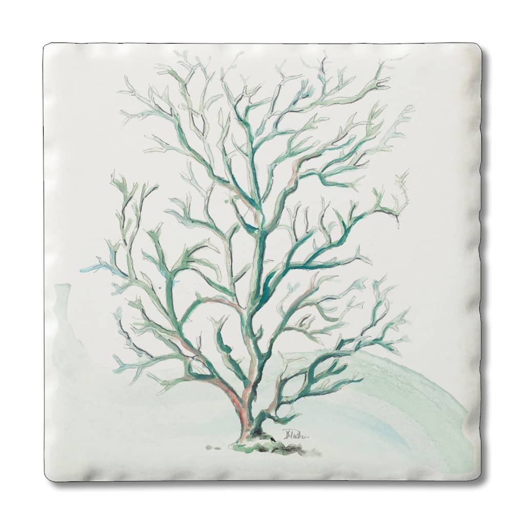 Counterart Absorbent Stone Coasters - Coral - Set of 4 - 4x4x274