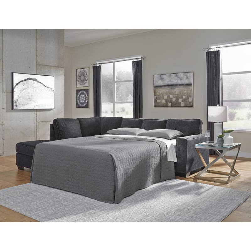 Signature Design by Ashley Altari Gray 2-Piece Sleeper Sectional with Ottoman - 110" W x 90" D x 37" H