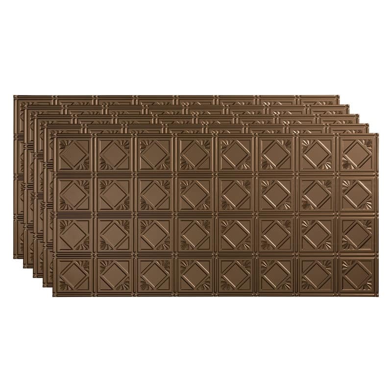 FASÄDE Traditional Style 4 Decorative Vinyl 2ft x 4ft Glue Up Ceiling Panel in Argent Bronze (5 Pack) - 5 Pack - Argent Bronze