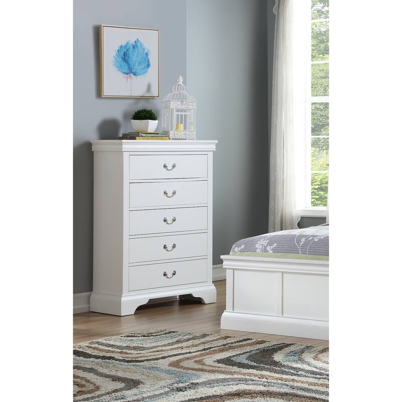 Contemporary Style,Bedroom Tall Chest Of Five Drawers,Solid Wood Storage Shelves,Sturdy Construction