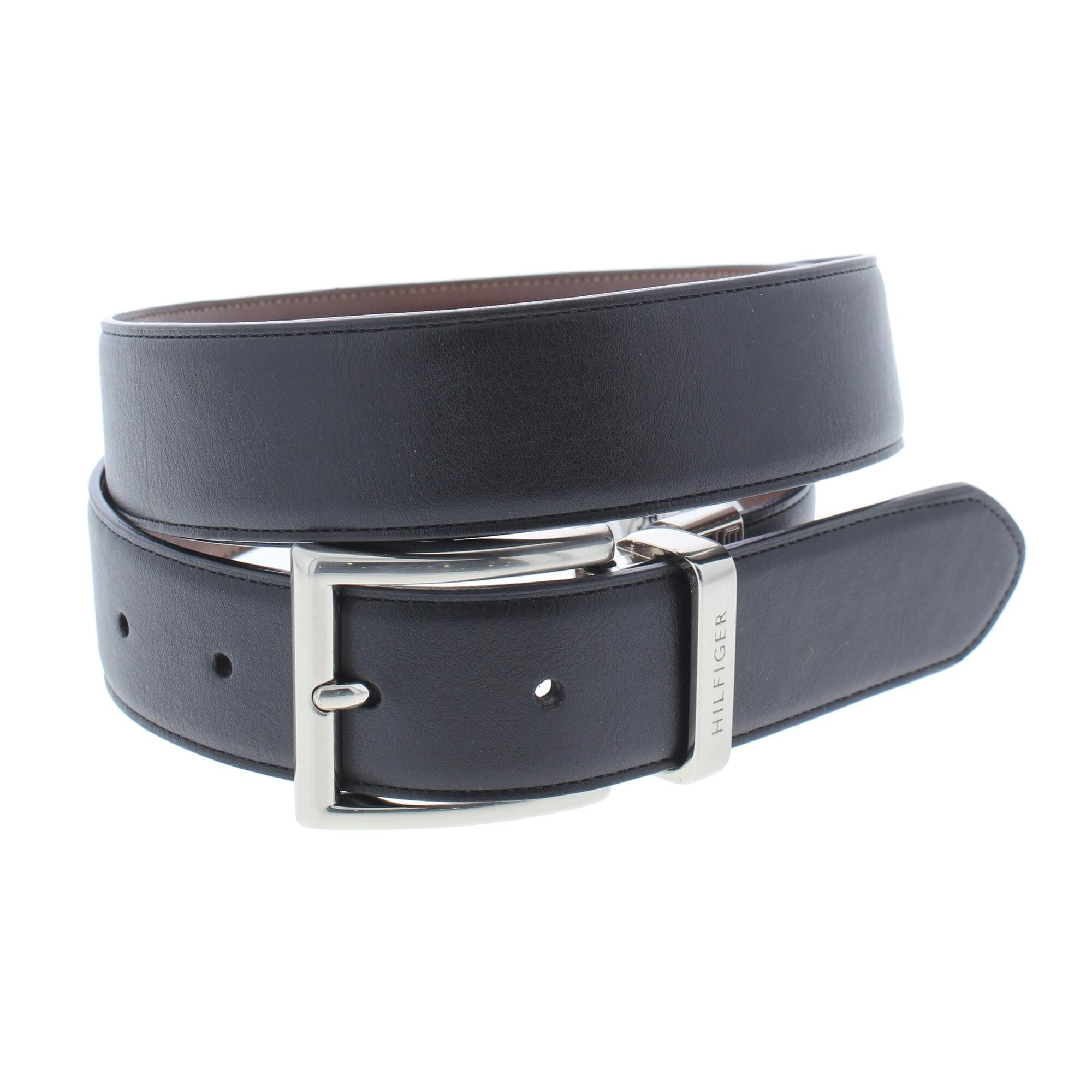 Tommy Hilfiger Mens Dress Belt Faux Leather Reversible