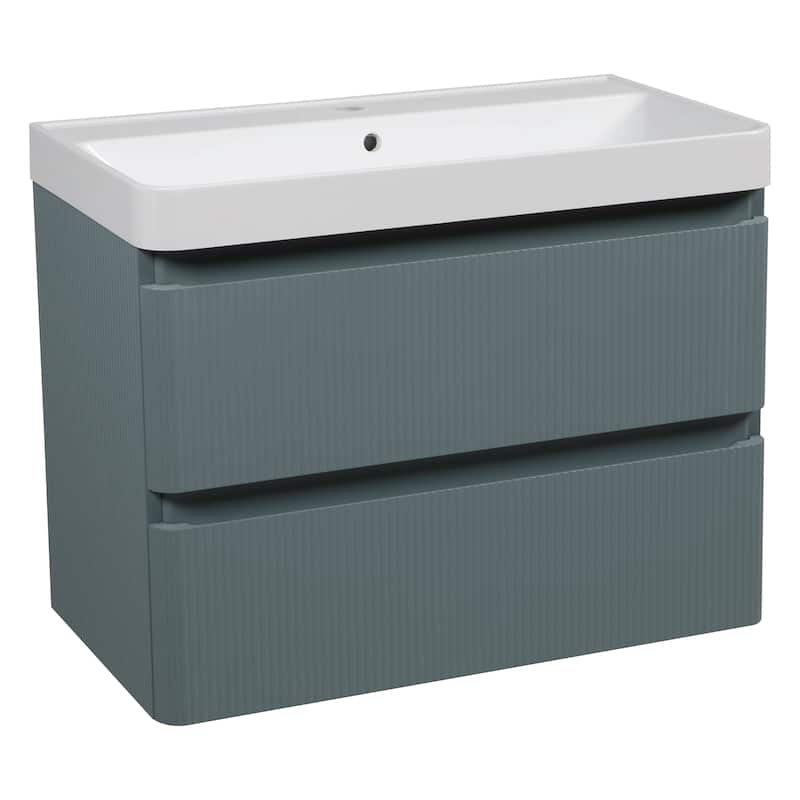 Modern Wall-Mounted Bathroom Vanity with Washbasin Luxury Green Matte Non-Toxic MDF-30"-No Mirror - Green - 36"-no Mirror - Matte