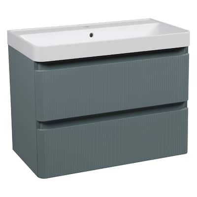 Modern Wall-Mounted Bathroom Vanity with Washbasin Luxury Green Matte Non-Toxic MDF-30"-Omega 32"