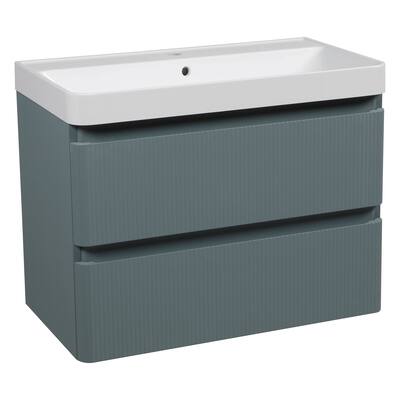 Modern Wall-Mounted Bathroom Vanity with Washbasin Luxury Green Matte Non-Toxic MDF-30"-Omega R-line 40"