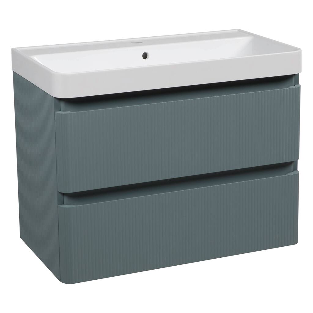 Modern Wall-Mounted Bathroom Vanity with Washbasin Luxury Green Matte Non-Toxic MDF-30"-Simple 40"
