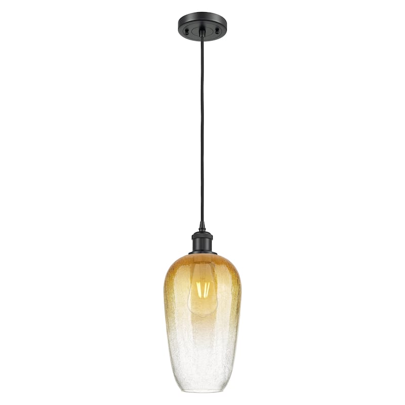 Innovations Lighting Endless Possibilities Ballston - Brookhaven Flute - 1 Light 7" Cord Hung Mini Pendant - Matte Black/Amber