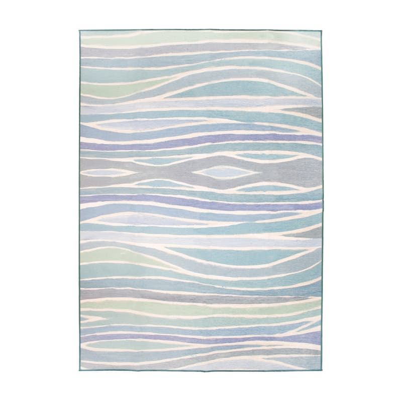 My Magic Carpet Machine Washable Rug Waves Ocean Blue