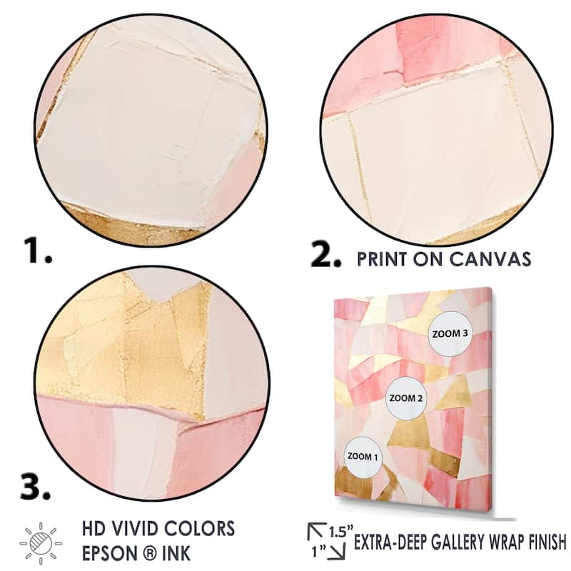 Designart "Pink And Gold Tessellations I" Abstract Shapes Wall Art