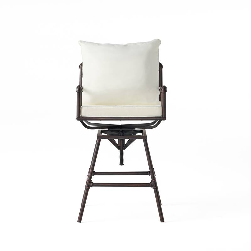 Outdoor Patio Swivel Bar Stool Height Adjustable Barstool With Cushions