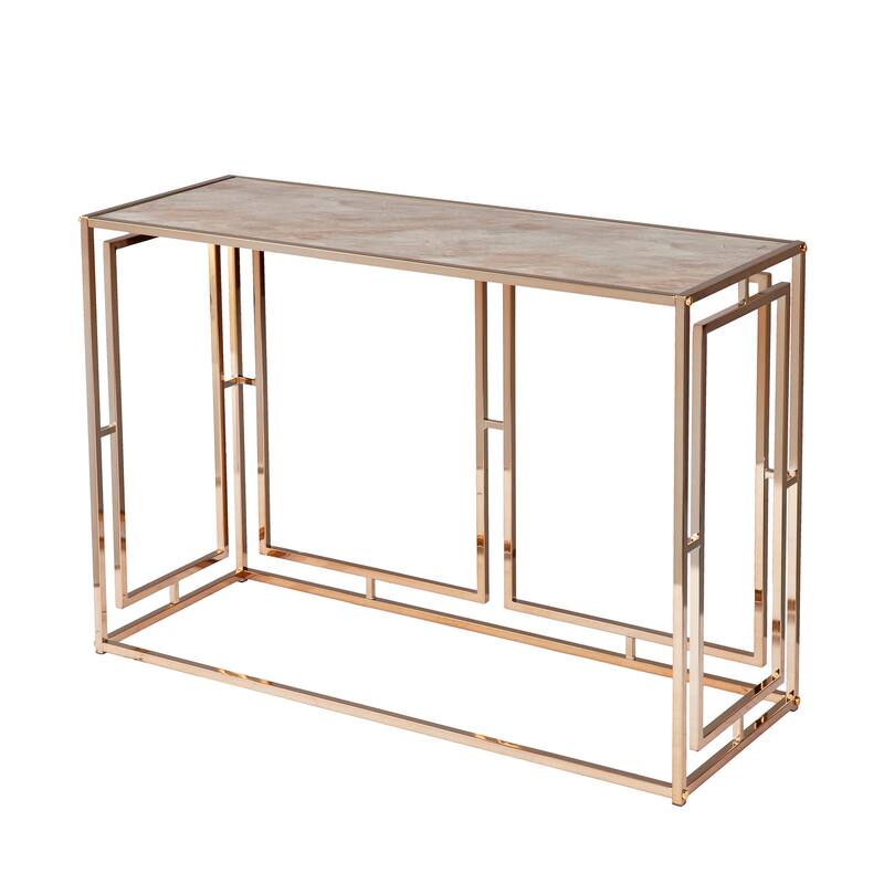 SEI Furniture Simons Faux Marble Geometric Console Table