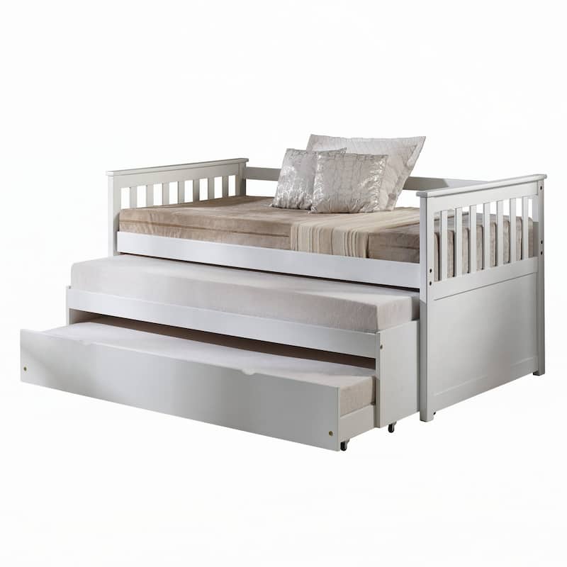 White Slatted Armrest Twin Daybed