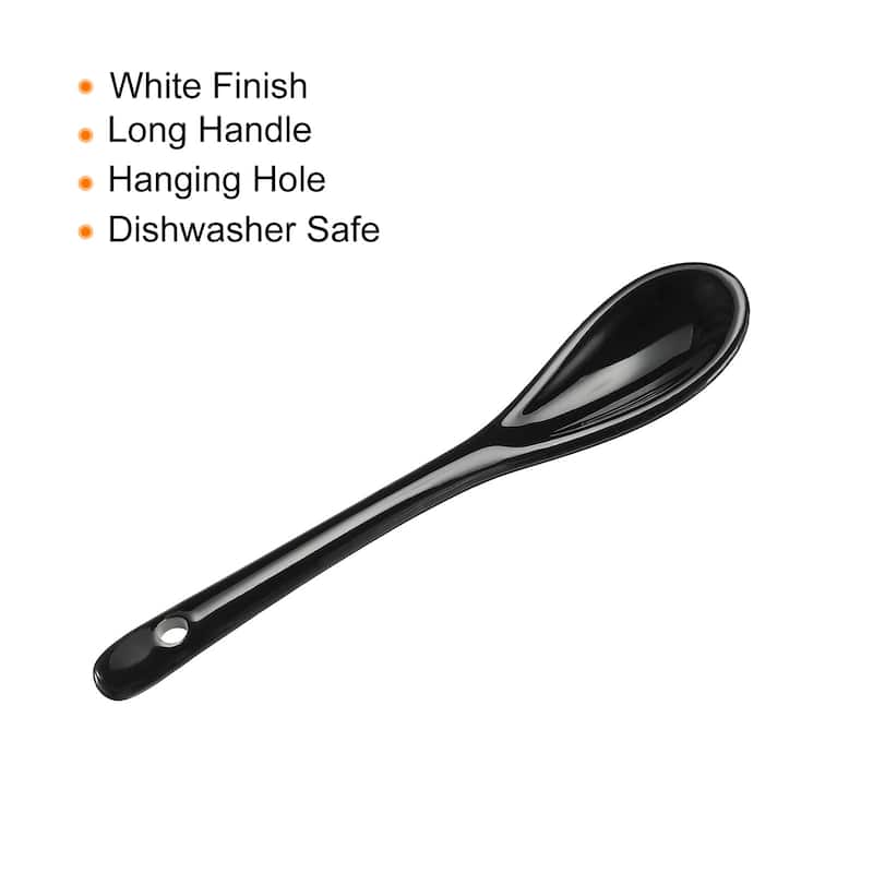 Ceramic Spoons 4.9" Black Spoon for Home Kitchen Restaurant 8 Pcs