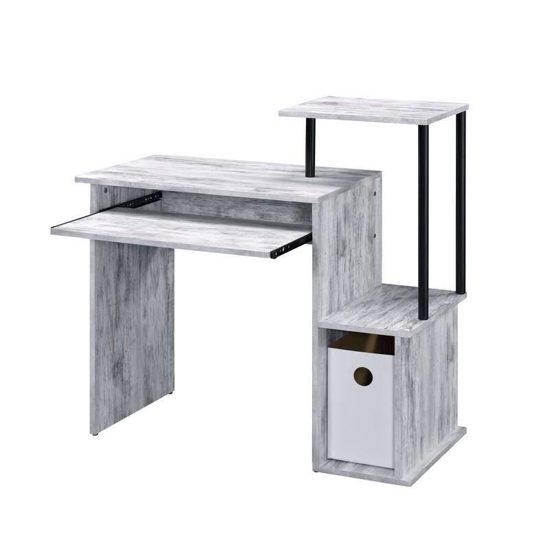 Lyphre Antique White & Black Finish Computer Desk - Antique White,Black