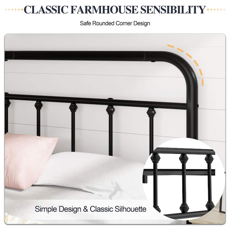 Metal Bed Frame with Headboard and Footboard