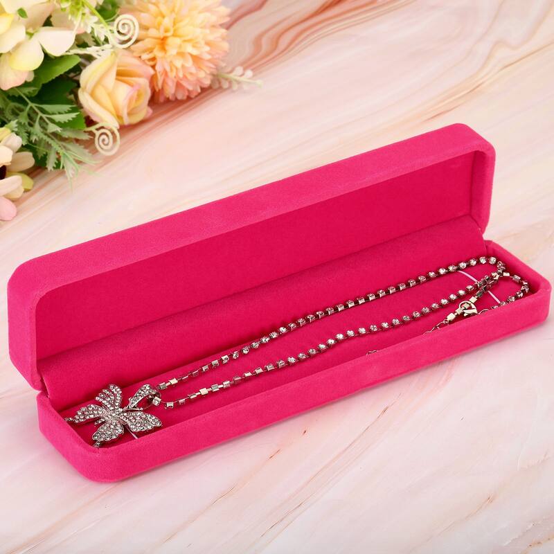 Velvet Necklace Box 2pcs Single Slot Long Chain Jewelry Holder Style 2