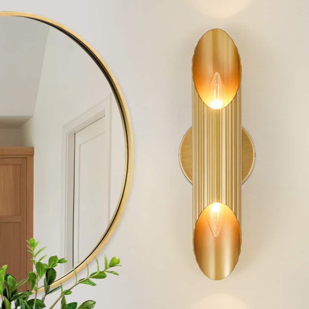 Rennnsan 15.5 in. 2-Light Farmhouse Vintage Cylinder Linear Bathroom Vanity Light