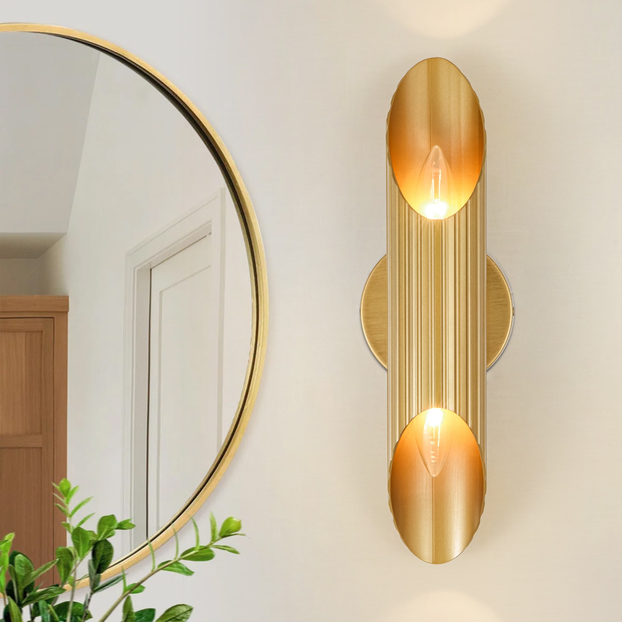 Rennnsan 15.5 in. 2-Light Farmhouse Vintage Cylinder Linear Bathroom Vanity Light