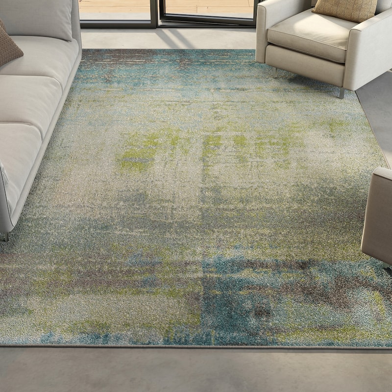 Domani Ocean Blue/Green Abstract Ombre Rug