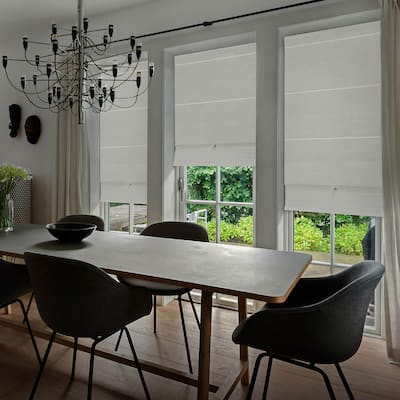 GoDear Design 99.99% Blackout Magnetic Roman Shades, No Drill Cordless Woven Fabric Blinds - 23", 37", 35", 46" W, Vanilla