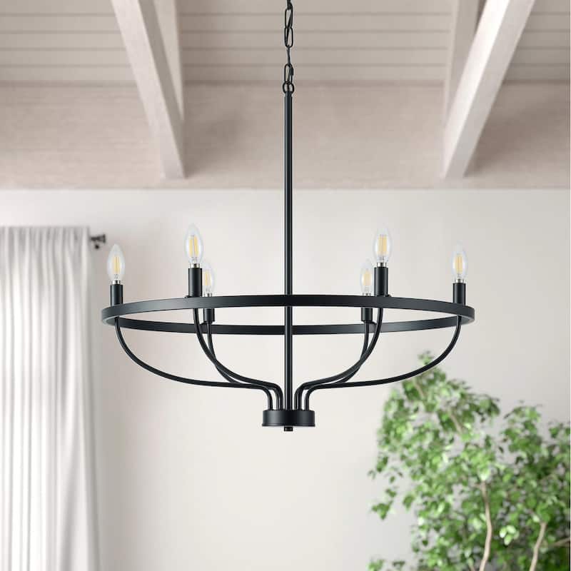 Industrial 6-Light Metal Candle Style Chandelier Light Fixture for Dining Room Kitchen Island