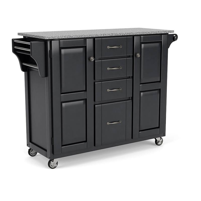Homestyles Create-A-Cart Black Wood Kitchen Cart - 48" x 18" x 36" - Kitchen Cart - Black - Granite/Marble