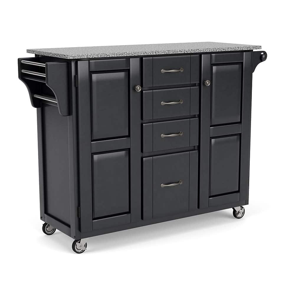 Homestyles Create-A-Cart Black Wood Kitchen Cart - 48" x 18" x 36"