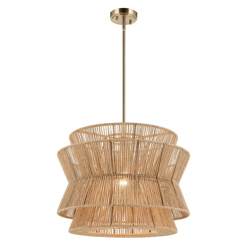 Kichler Lighting Ophira 22 Inch 1 Light Pendant with Jute Shade in Champagne Bronze