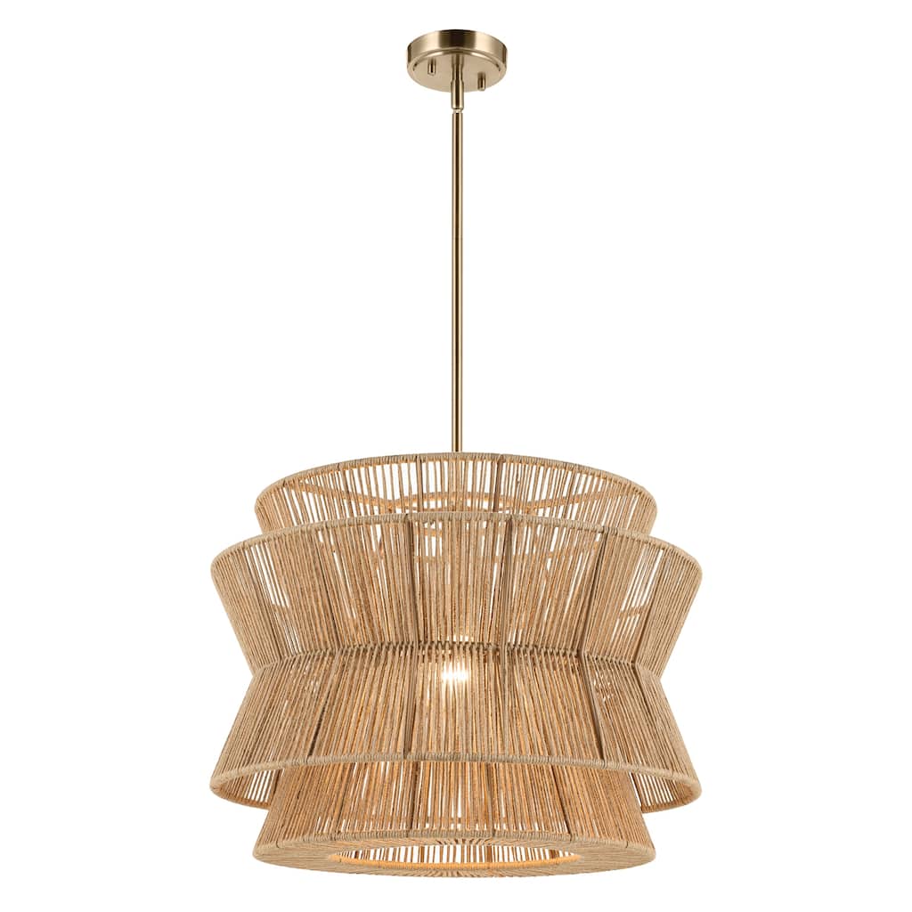 Kichler Lighting Ophira 22 Inch 1 Light Pendant with Jute Shade in Champagne Bronze