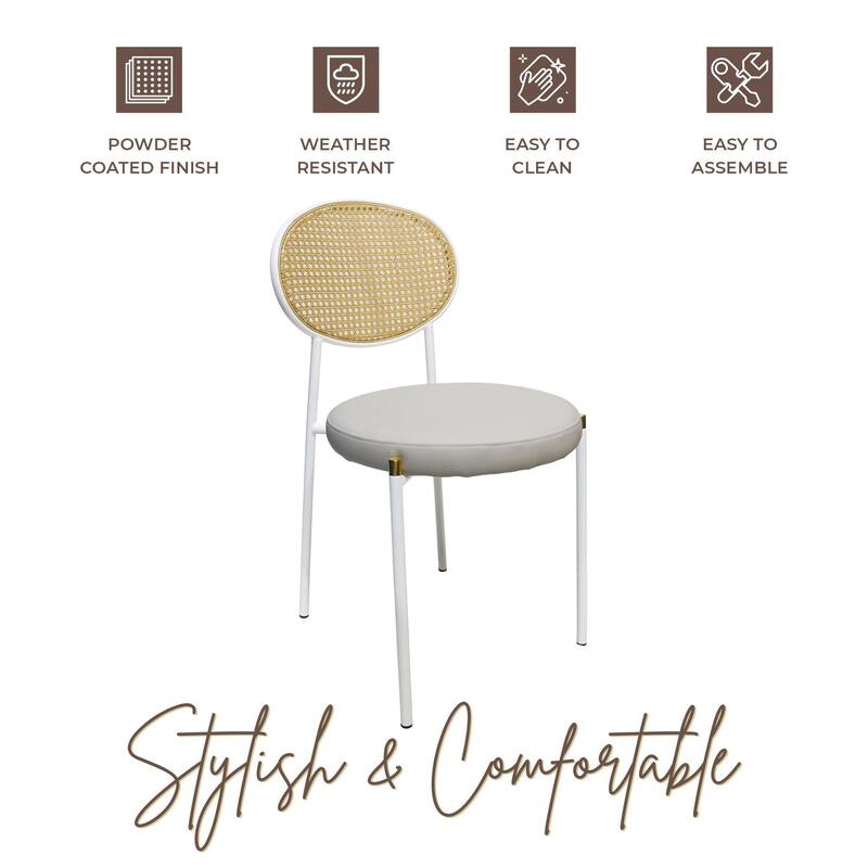 Leisuremod Euston Modern Dining Chair Upholstered Velvet or Leather Seat Wicker Back Accent Chair for Home Living Room & Kitchen