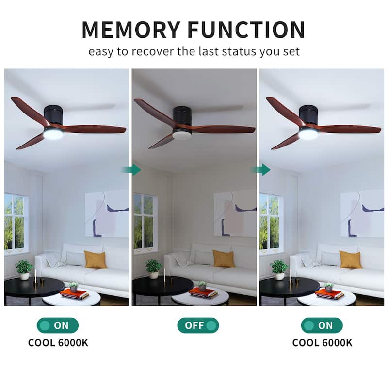 52 inch 6-Speed LED Smart Ceiling Fan with Remote Control and Light Kit Included