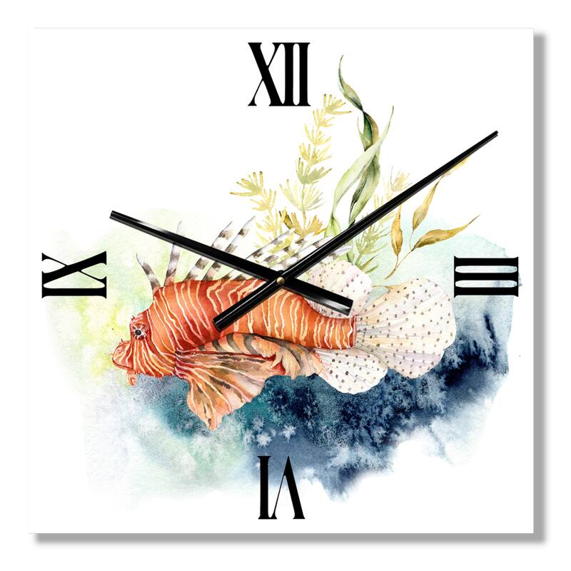 Designart 'Lionfish and Kelp With Coral Reef and Laminaria' Nautical