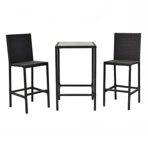 Costway 3PCS Rattan Wicker Bar Dining Bistro Barstool Chair Table