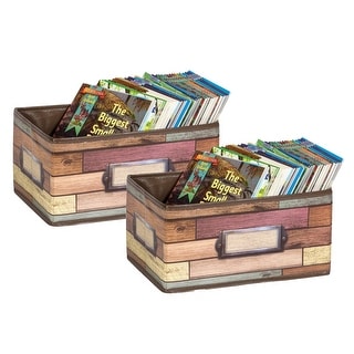 Teacher Created Resources Reclaimed Wood Design Small Storage Bin, Pack of 2