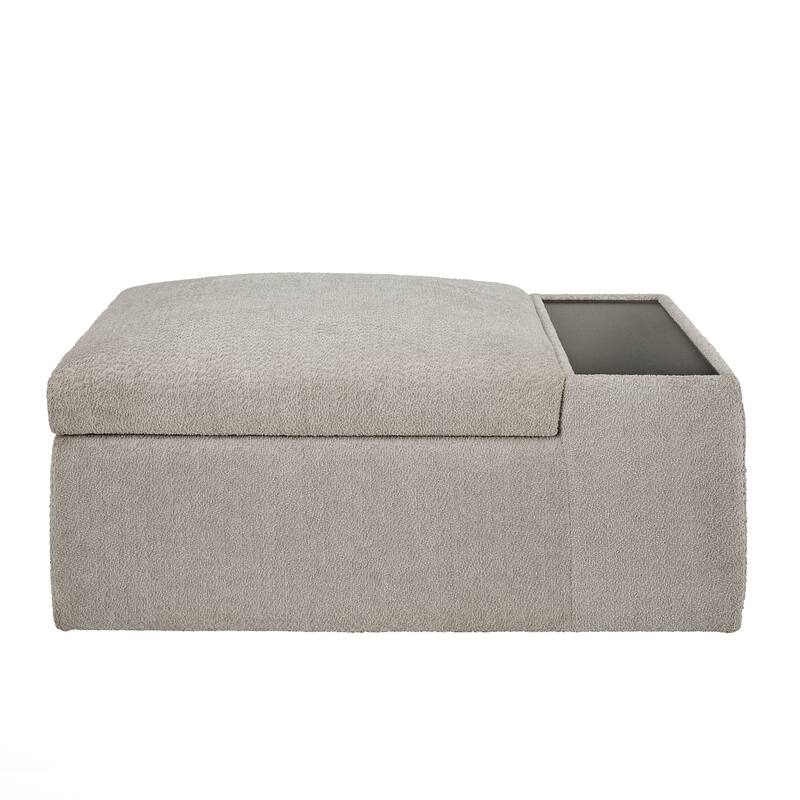 Sebastopol Boucle Fabric Storage Ottoman With Table and Casters by iNSPIRE Q Modern