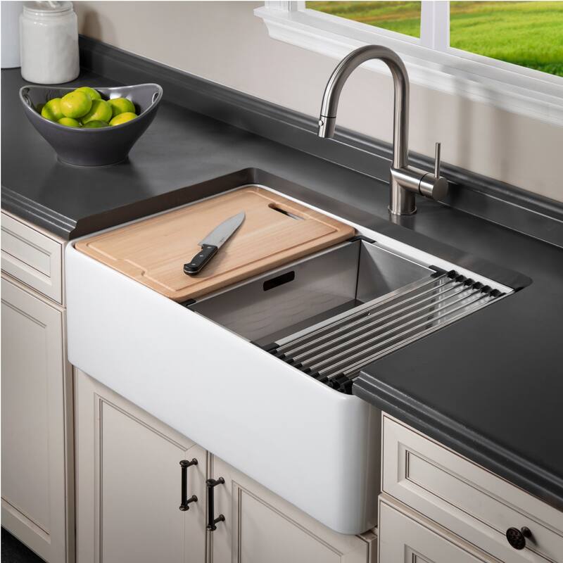 Houzer PTW-3020S Aspire 30" Farmhouse Single Basin Fireclay Kitchen