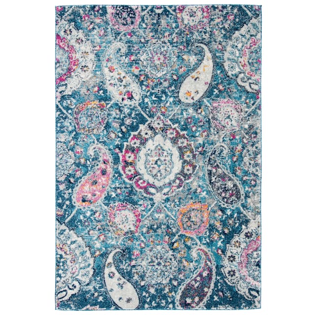 SAFAVIEH Madison Belle Vintage Paisley Pattern Area Rug - 6'7" x 6'7" Square - Blue/Grey