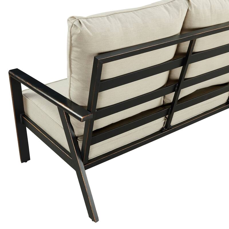 Black Aluminum Deep Seating Deep Seating Sofa with Cushions
