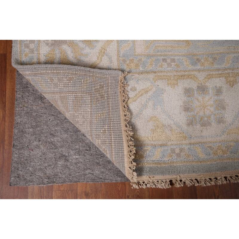 Gray Oushak Indian Area Rug Handmade Wool Carpet - 8'0"x 9'7"