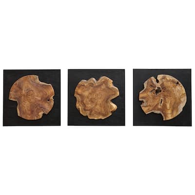 Uttermost Kolini Teak Wood Wall Decor, S/3 - 25.6 W x 25.6 H x 2.5 D (inches)