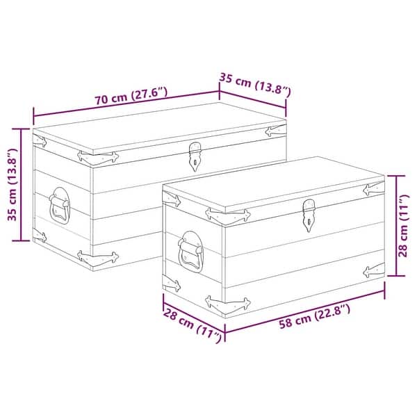 vidaXL Storage Chest Set 2 Pieces Rough Mango Wood - 27.6" x 13.8" x 13.8"