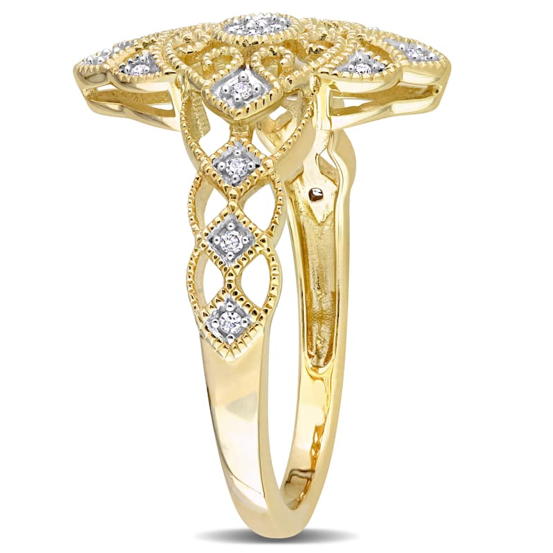 Miadora 10k Yellow Gold 1/10ct TDW Diamond Lace Ring