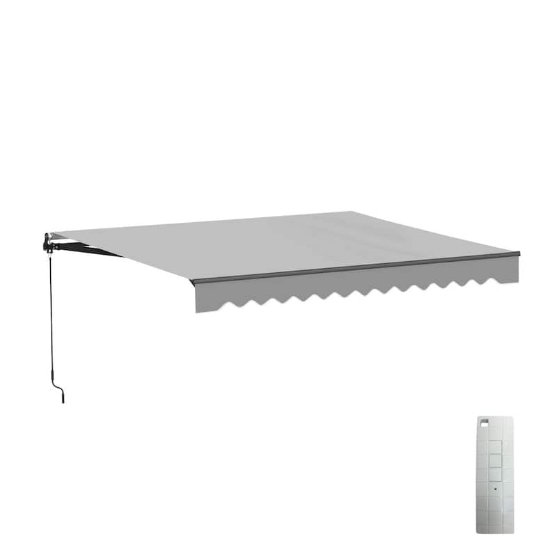 ALEKO Caribbean Motorized Retractable Patio Awning - Black Frame - Silver Gray - 10 x 8 Feet