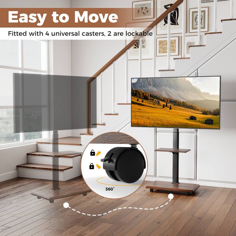 Gymax Rolling TV Stand on Wheels w/30 Degree Tilt Mount Adjustable