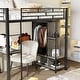 preview thumbnail 8 of 9, Twin Size Metal Loft Bed with Built-in Wardrobe, Desk & Shelves, Black