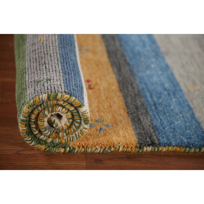 Striped Gabbeh Oriental Area Rug Handmade Wool Carpet - 2'6"x 4'11"