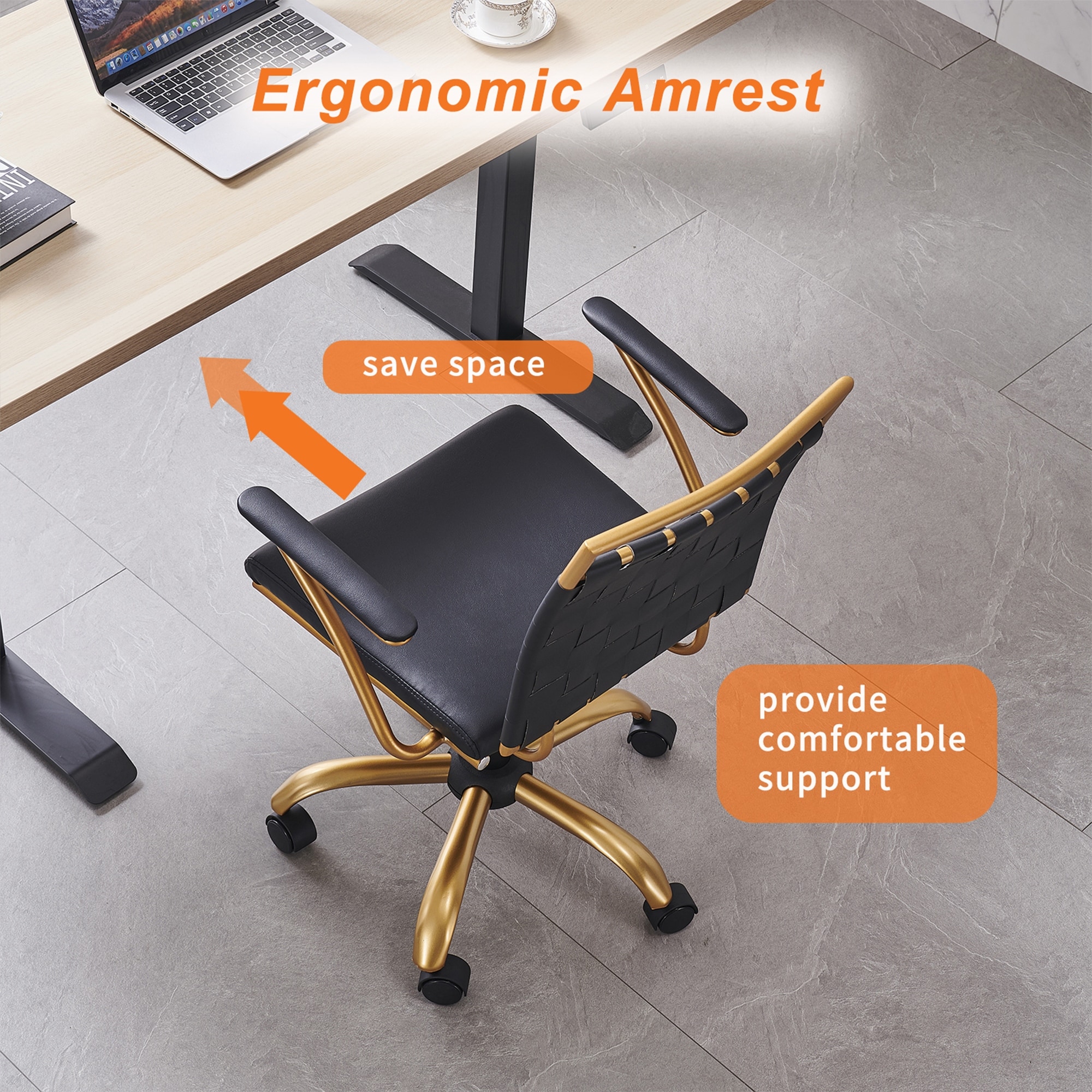 CAROCC Home Office Desk Chair Gold with Throw Pillow Bed Bath Beyond 32389963